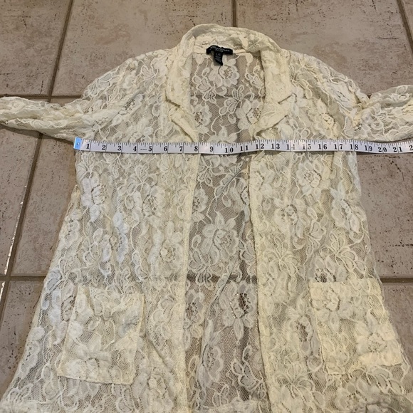 Streetwear Society Cream Lace Open-Front Cardigan Jacket - L - Picture 3 of 5